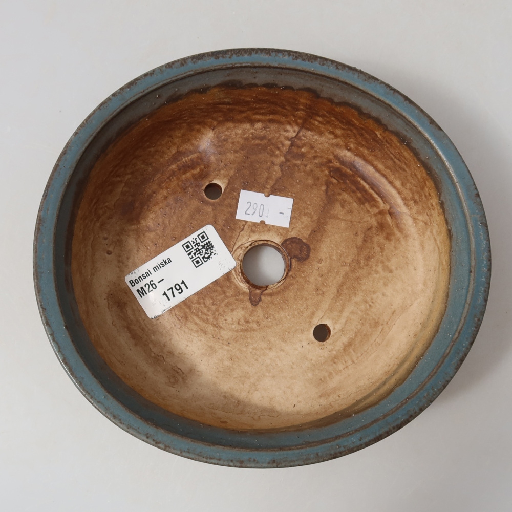 Pot à bonsaï en céramique 15,5 x 14,5 x 4 cm, couleur bleue