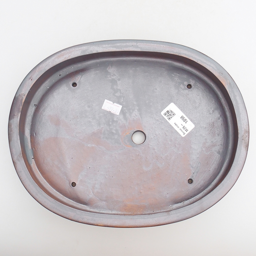 Bol à bonsaï en céramique 26 x 20 x 5 cm, couleur métal