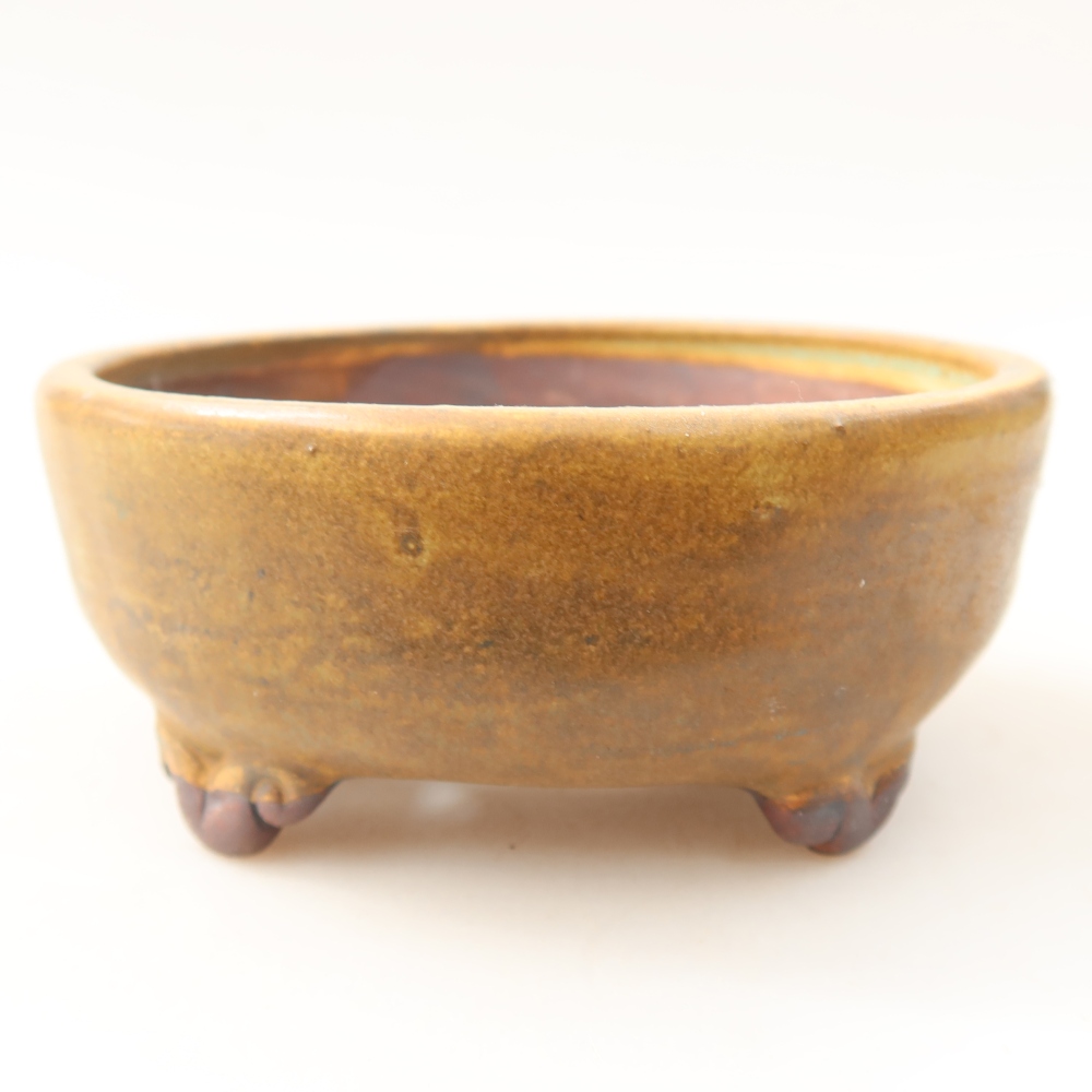 Bol à bonsaï en céramique 10,5 x 10,5 x 4 cm, brun