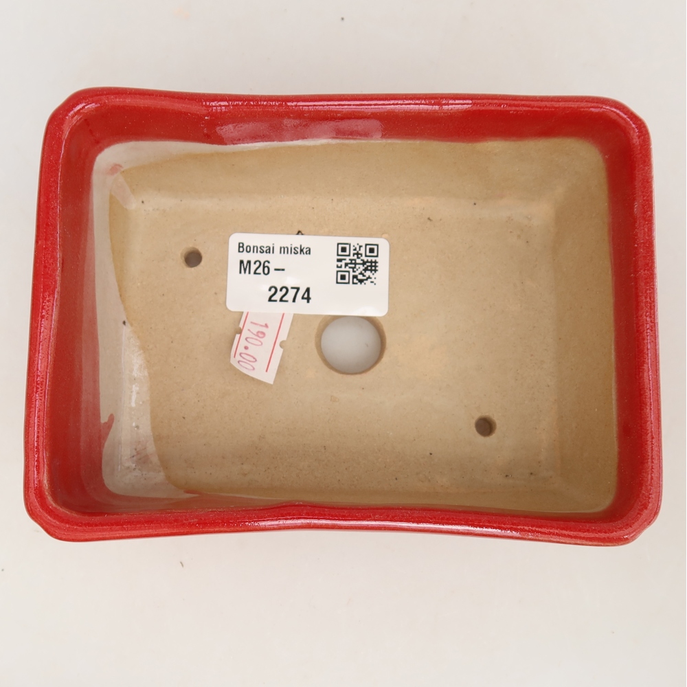 Pot à bonsaï en céramique 13 x 9 x 5 cm, couleur rouge