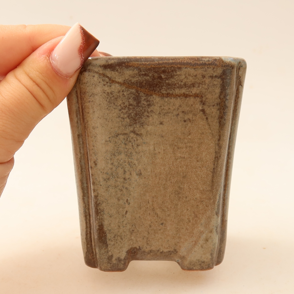Pot à bonsaï en céramique 7 x 7 x 8,5 cm, couleur marron