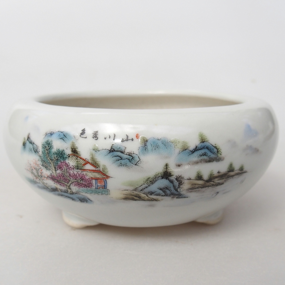 Bol à bonsaï en céramique 10 x 10 x 5 cm, couleur blanc