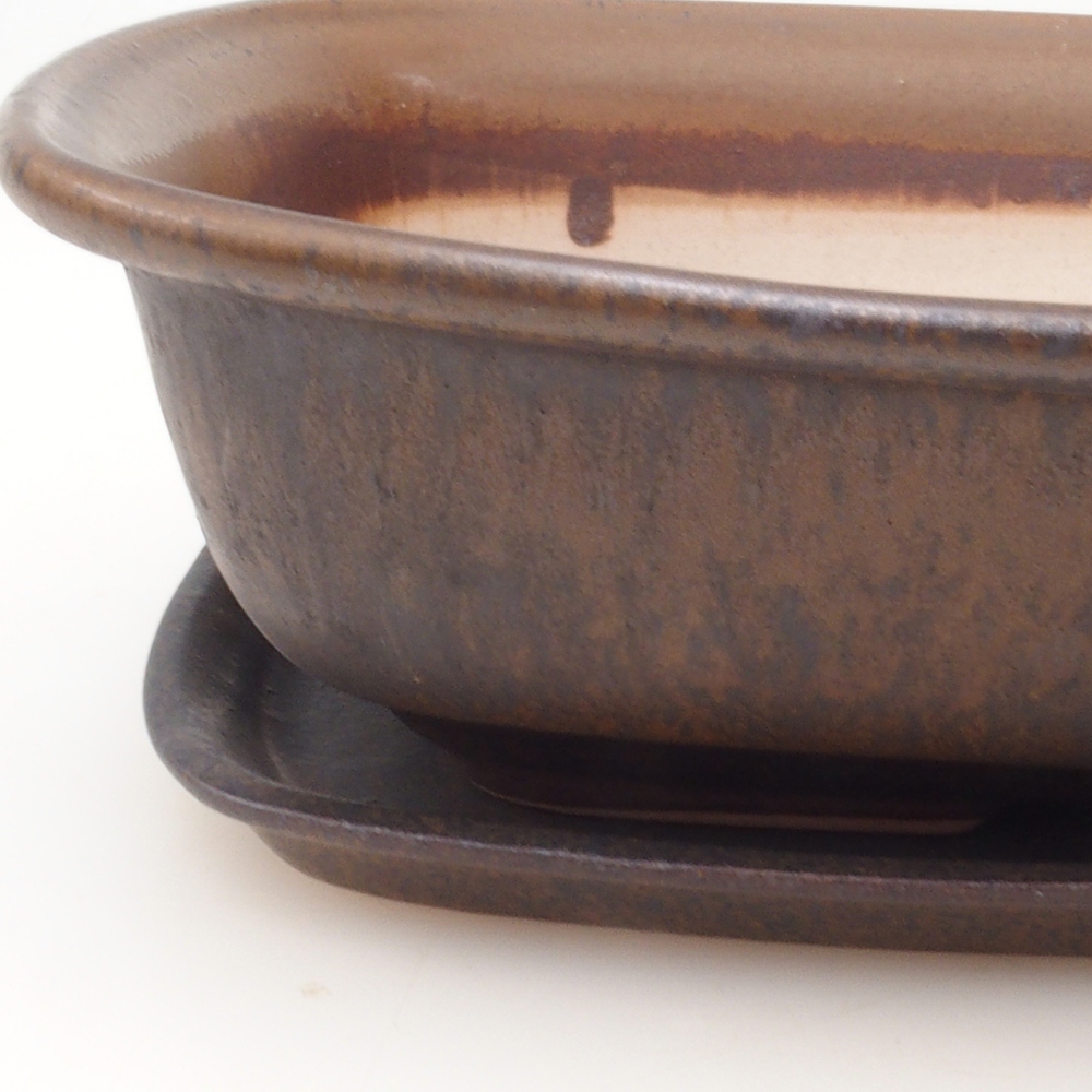 Bol Bonsaï + soucoupe H09 - 30 x 23 x 7,5 cm - marron