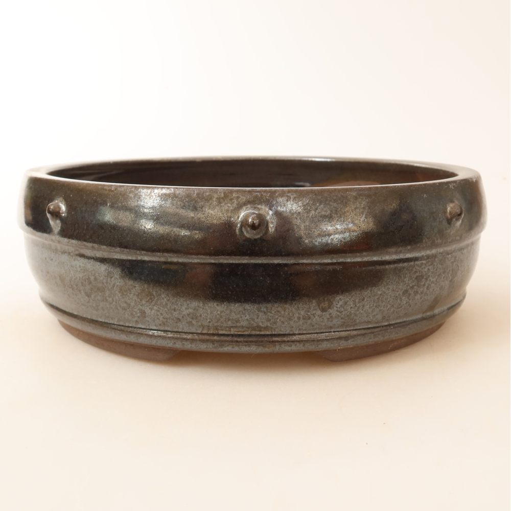 Bol à bonsaï en céramique 18,5 x 18,5 x 6 cm, brun