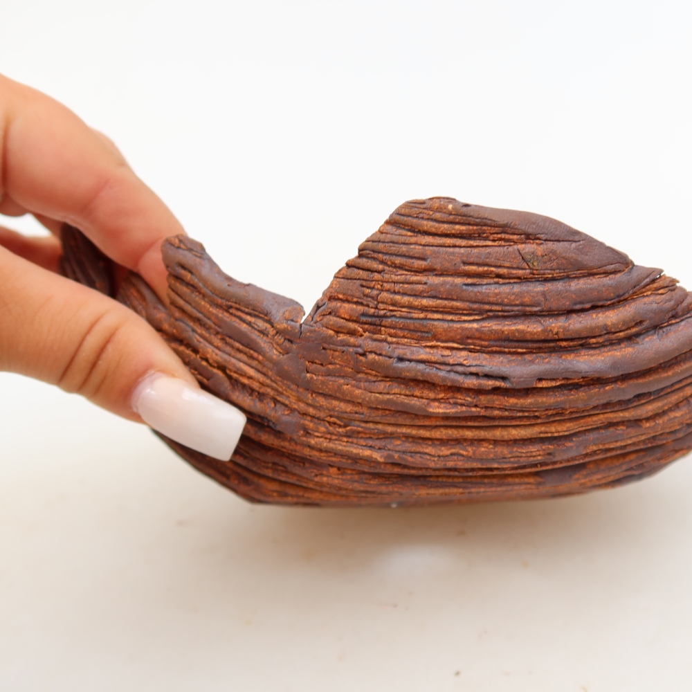 Coquille en céramique  19 x 14 x 7 cm, couleur marron