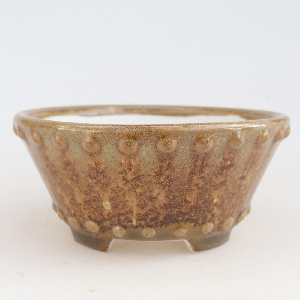 Bol à bonsaï en céramique 10,5 x 10,5 x 5 cm, brun