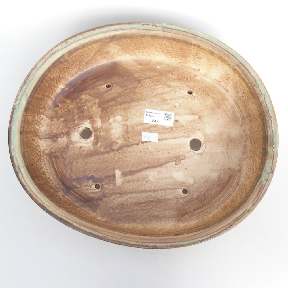 Bol à bonsaï en céramique 32,5 x 28,5 x 7,5 cm, vert