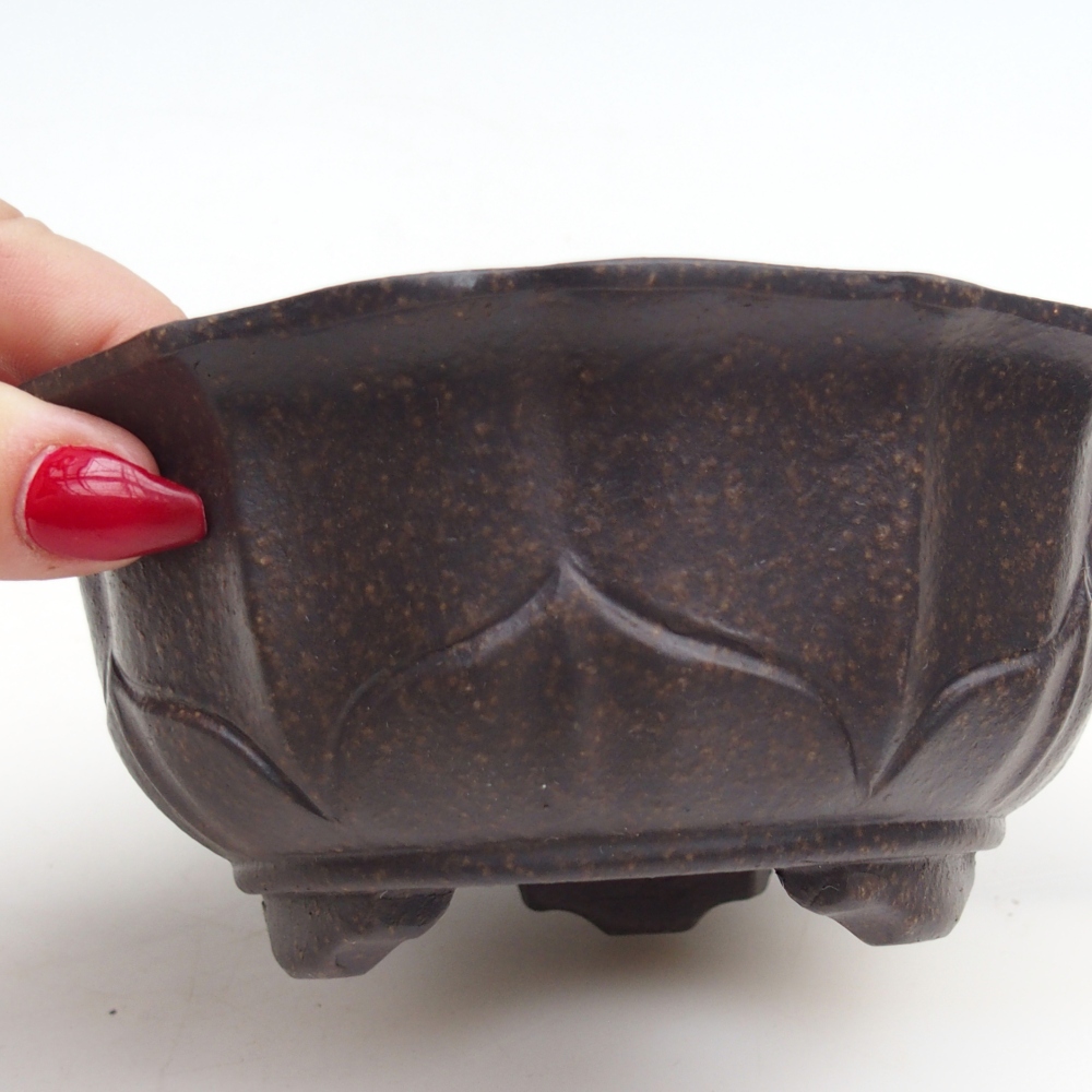 Bol à bonsaï en céramique 15 x 15 x 6,5 cm, ocre brunâtre