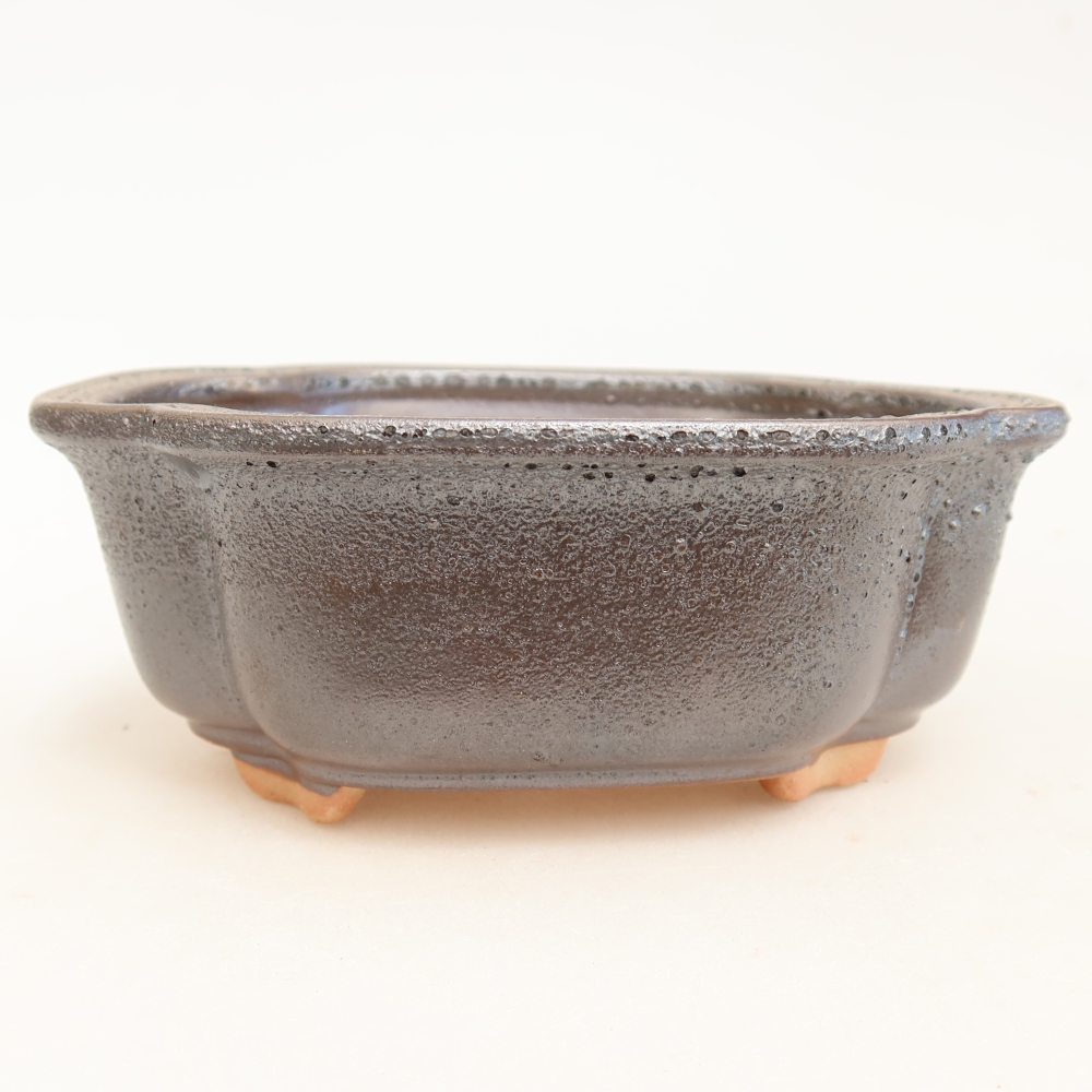 Pot à bonsaï en céramique 13,5 x 10,5 x 5 cm, couleur métallique