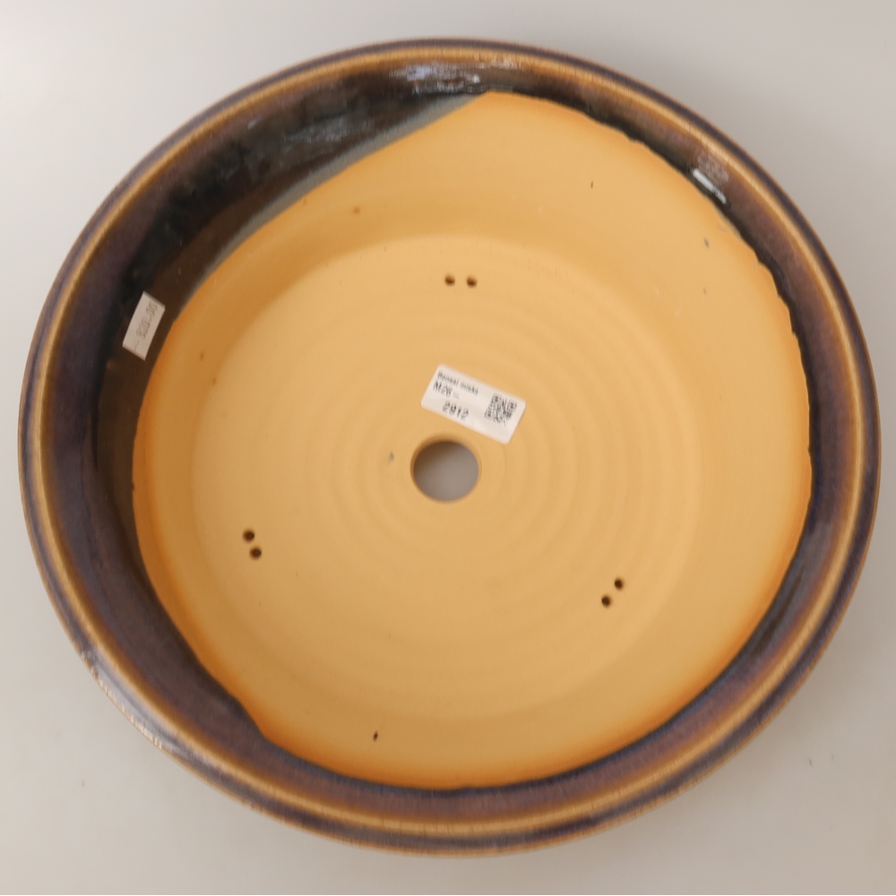 Pot à bonsaï en céramique 29,5 x 29,5 x 9,5 cm, couleur bleue