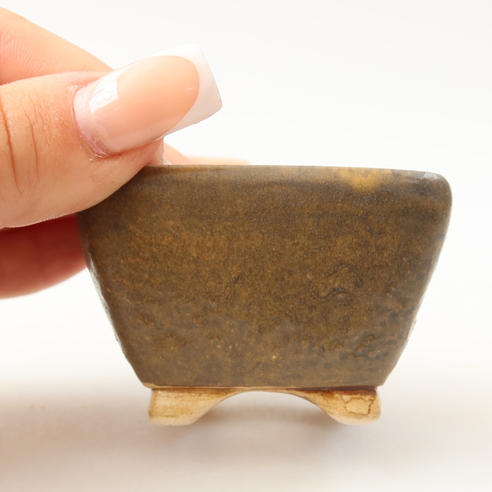 Bol à bonsaï en céramique 6 x 6 x 4 cm, brun