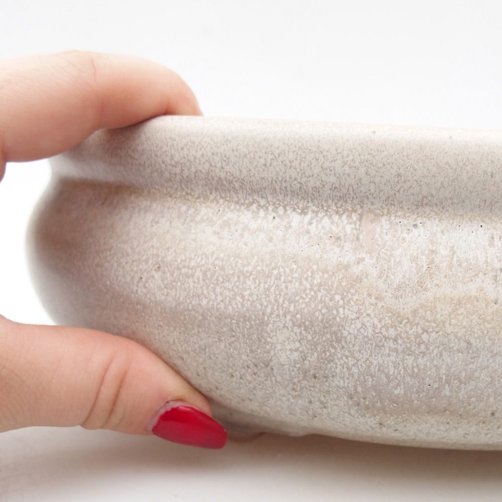 Bol à bonsaï en céramique 24 x 24 x 8 cm, couleur beige