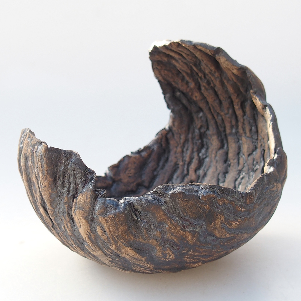 Coquille en céramique 13 x 12,5 x 12,5 cm , couleur marron