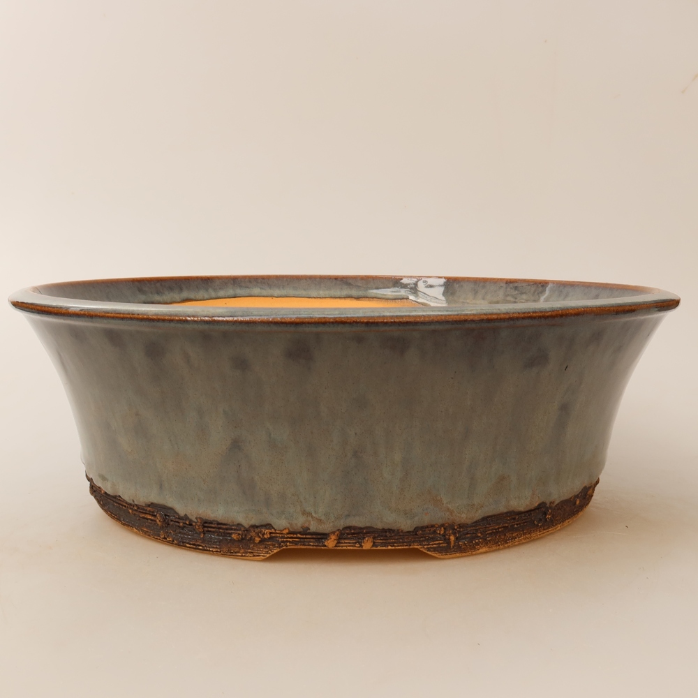 Pot à bonsaï en céramique 27,5 x 27,5 x 8,5 cm, couleur grise