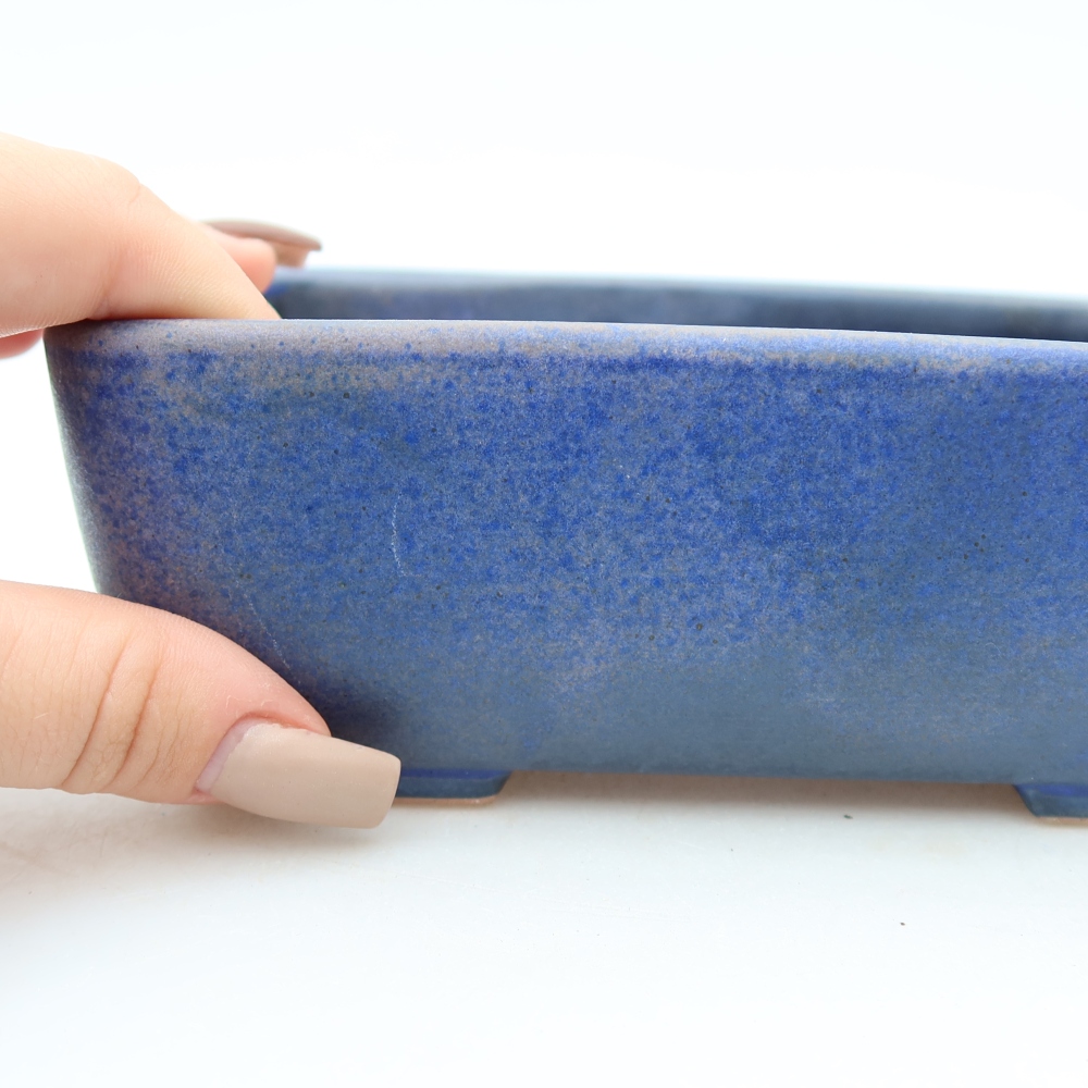 Pot à bonsaï en céramique 16 x 10,5 x 5,5 cm, couleur bleue