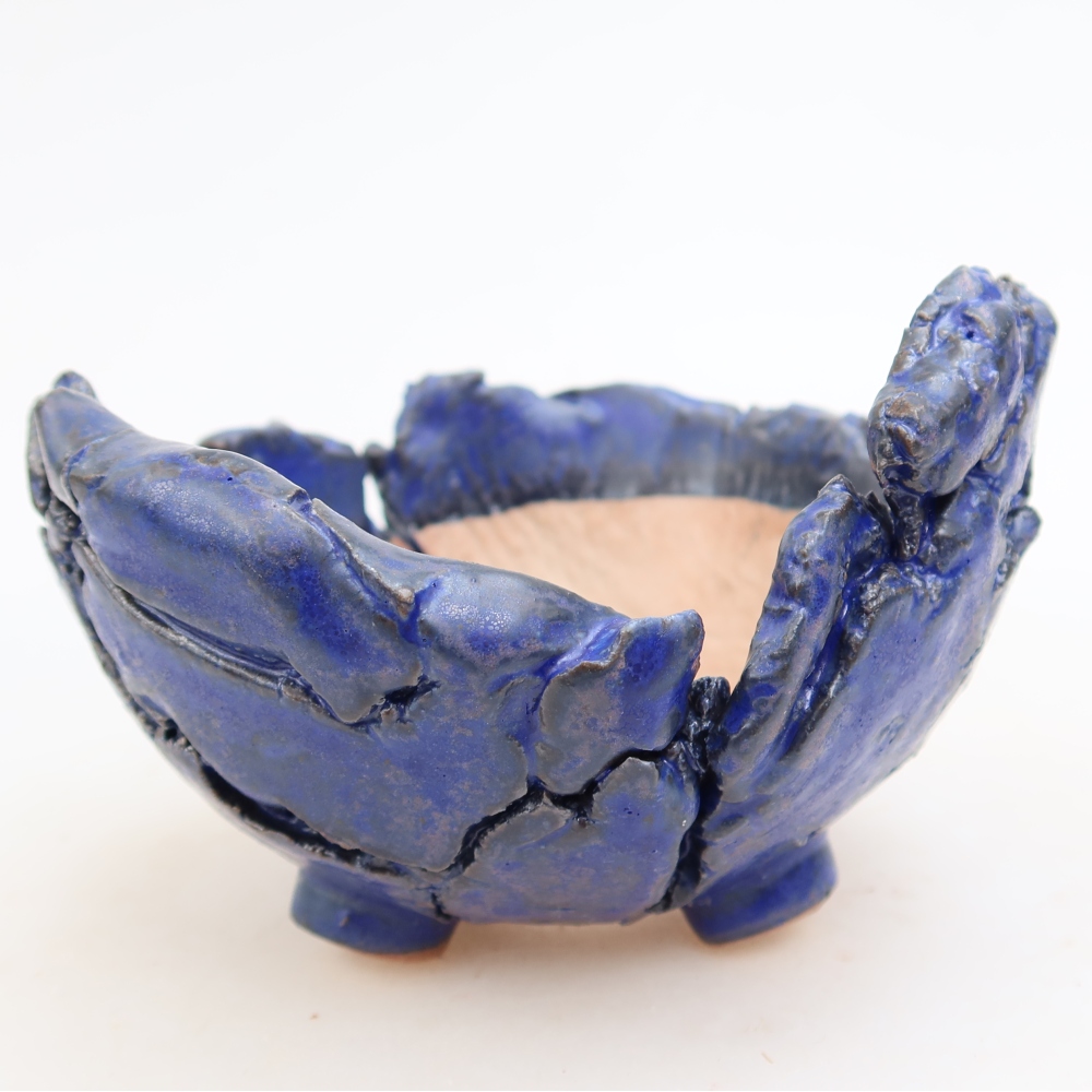 Coquille en céramique 11 x 11 x 7,5 cm , couleur bleu
