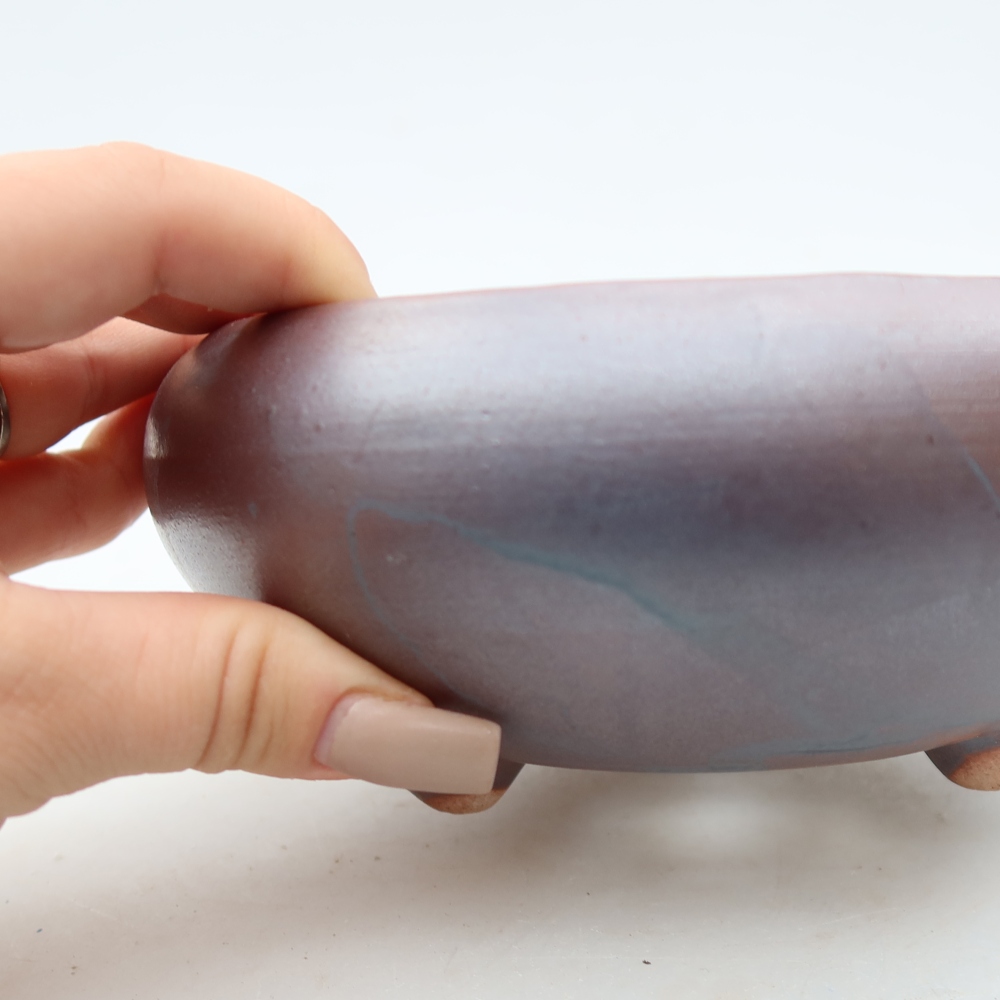 Pot à bonsaï en céramique 15 x 15 x 6,5 cm, couleur métallique