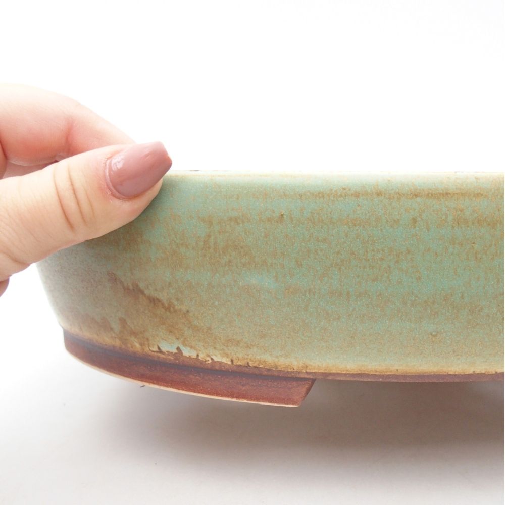 Bol à bonsaï en céramique 28 x 24,5 x 6 cm, vert