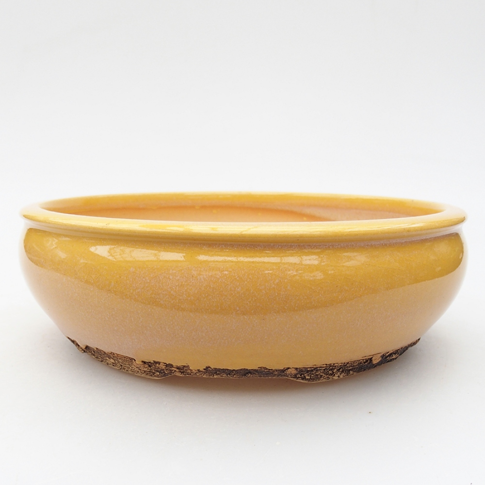 Bol à bonsaï en céramique 18,5 x 18,5 x 6 cm, jaune