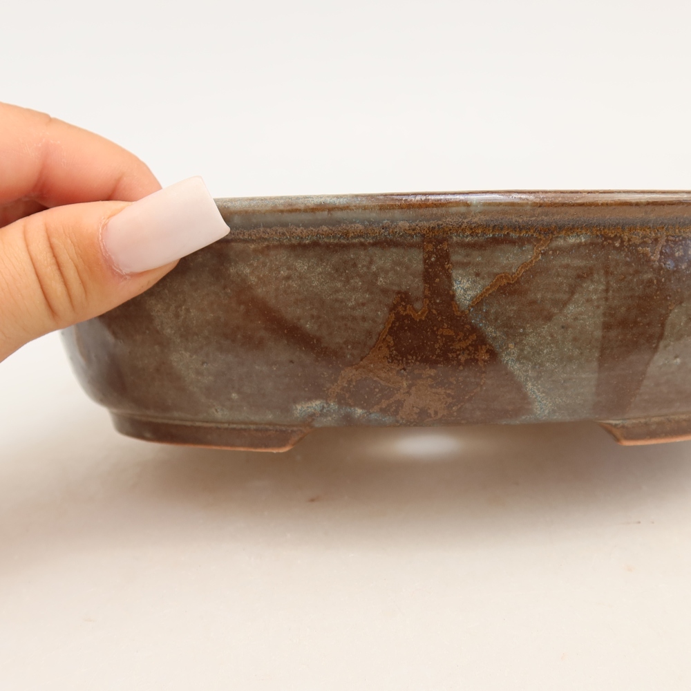 Pot à bonsaï en céramique 19 x 14,5 x 5 cm, couleur marron
