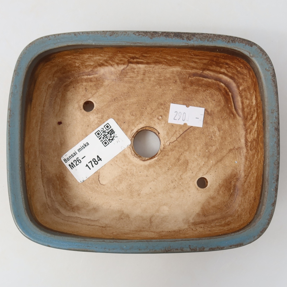 Pot à bonsaï en céramique 14,5 x 11,5 x 4,5 cm, couleur bleue