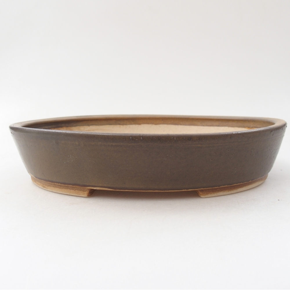 Bol à bonsaï en céramique 22,5 x 20 x 4,5 cm, brun