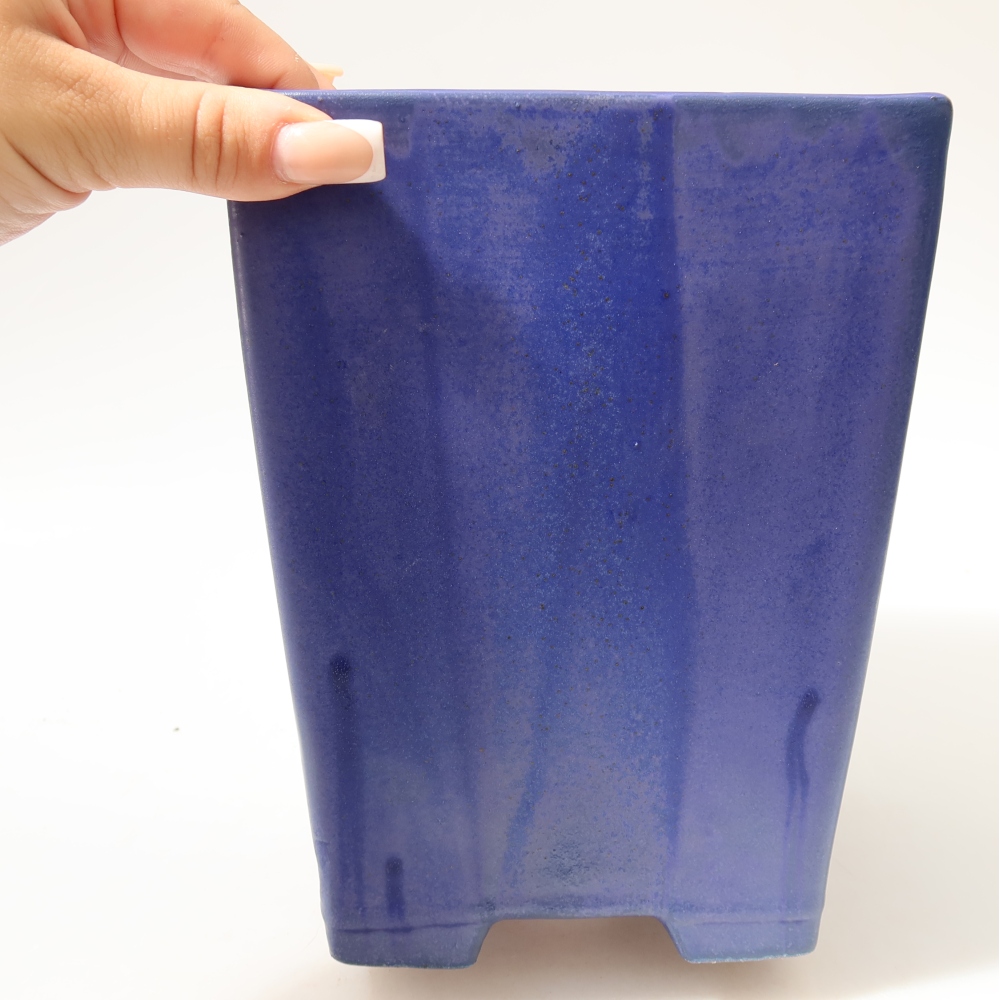 Pot à bonsaï en céramique 15 x 15 x 19,5 cm, couleur bleue