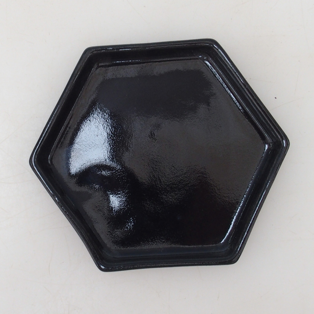 Bonsaï soucoupe hexagonale D3 - 11 x 9,5 x 1 cm - noir