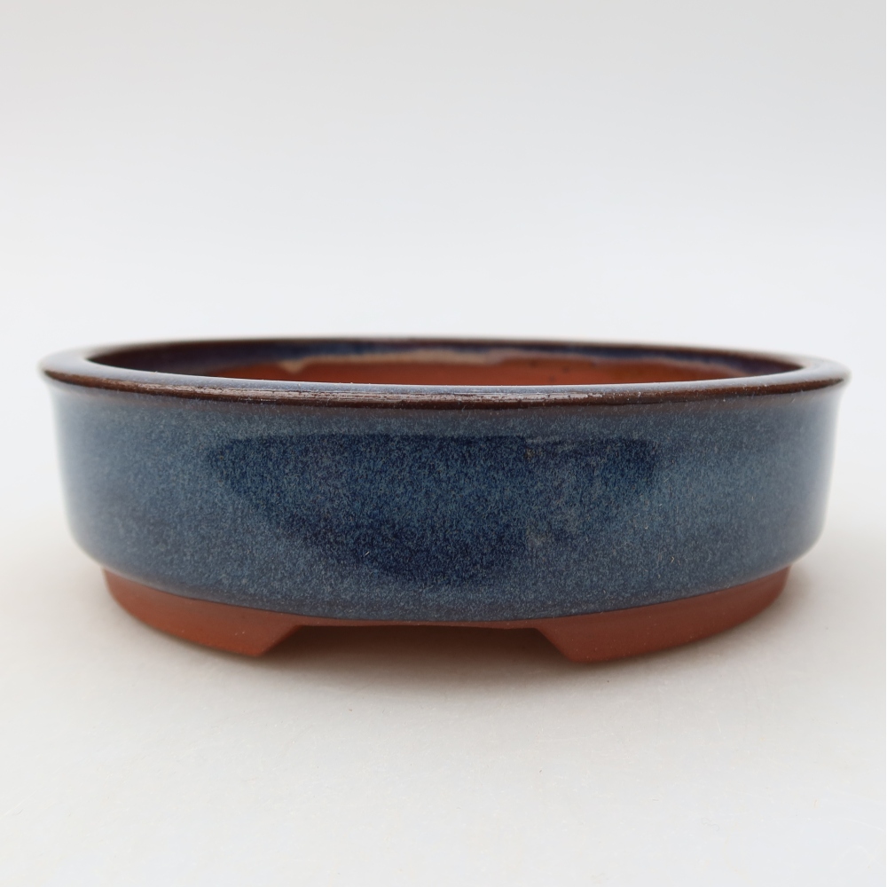 Pot à bonsaï en céramique 14 x 14 x 4 cm, couleur bleue