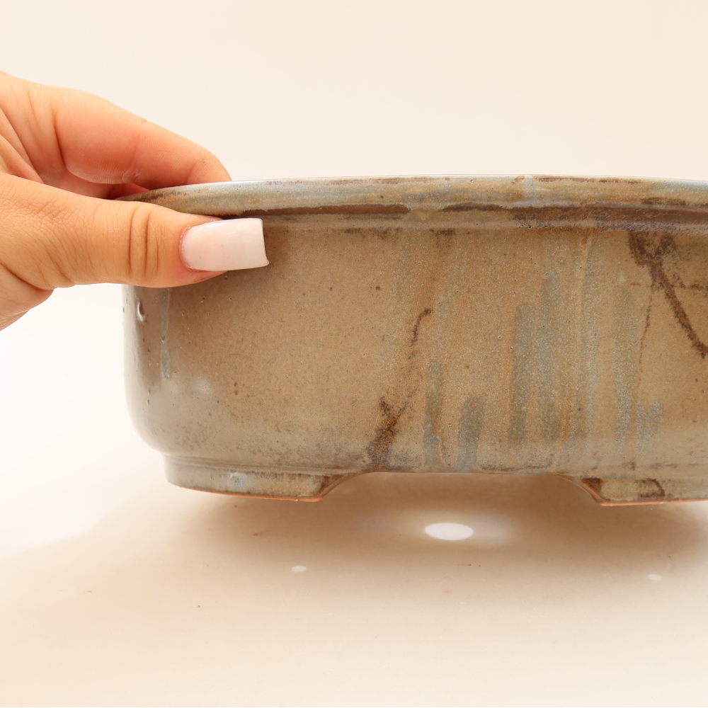 Pot à bonsaï en céramique 23 x 19 x 8 cm, couleur marron