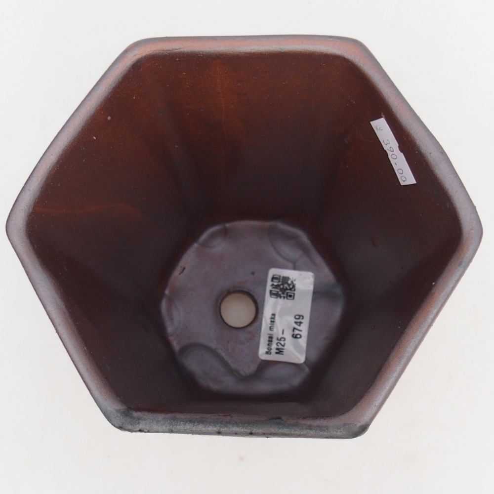 Bol à bonsaï en céramique 12,5 x 11,5 x 16,5 cm, couleur métal