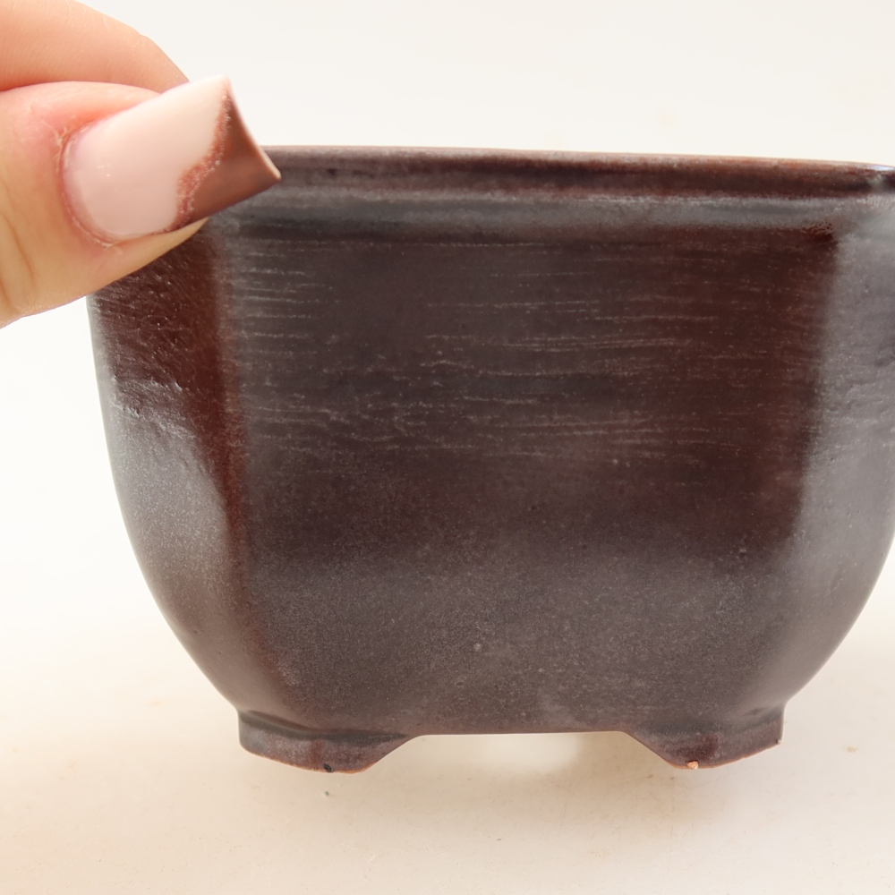 Pot à bonsaï en céramique 10 x 10 x 6,5 cm, couleur marron