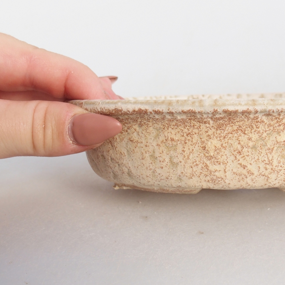 Bol à bonsaï en céramique 15 x 10,5 x 3,5 cm, couleur beige