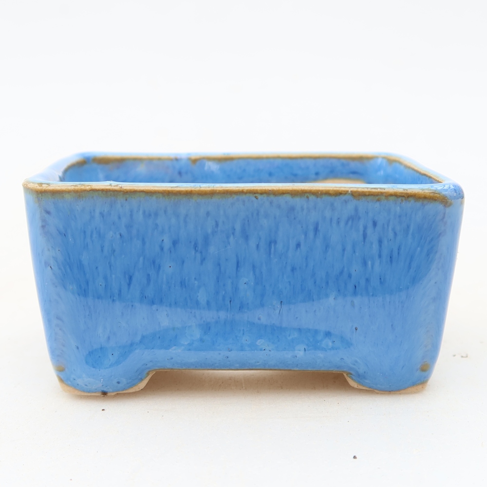 Pot à bonsaï en céramique 6,5 x 5 x 3,5 cm, couleur bleue