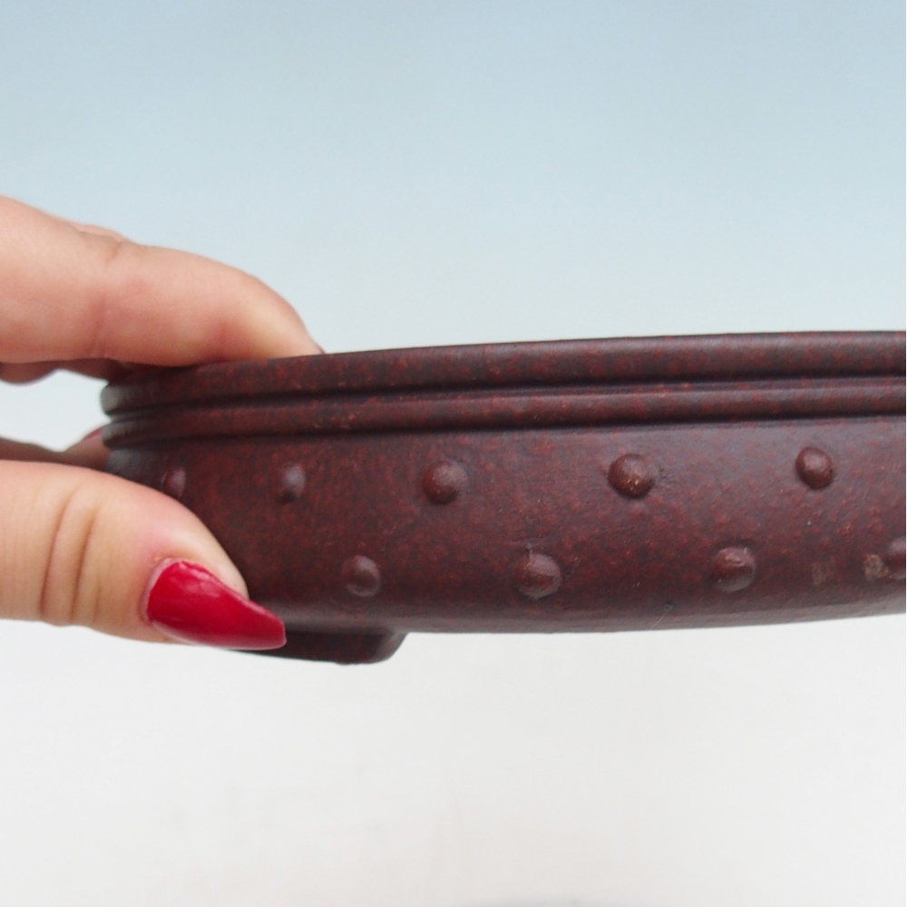 Bol à bonsaï en céramique 17,5 x 17,5 x 4 cm, brun