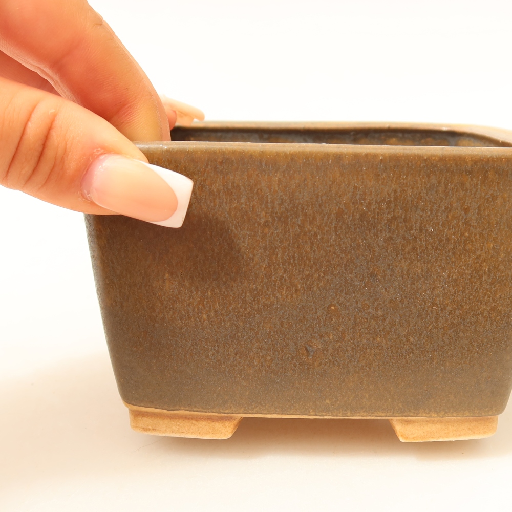 Pot à bonsaï en céramique 10,5 x 10,5 x 7 cm, couleur marron