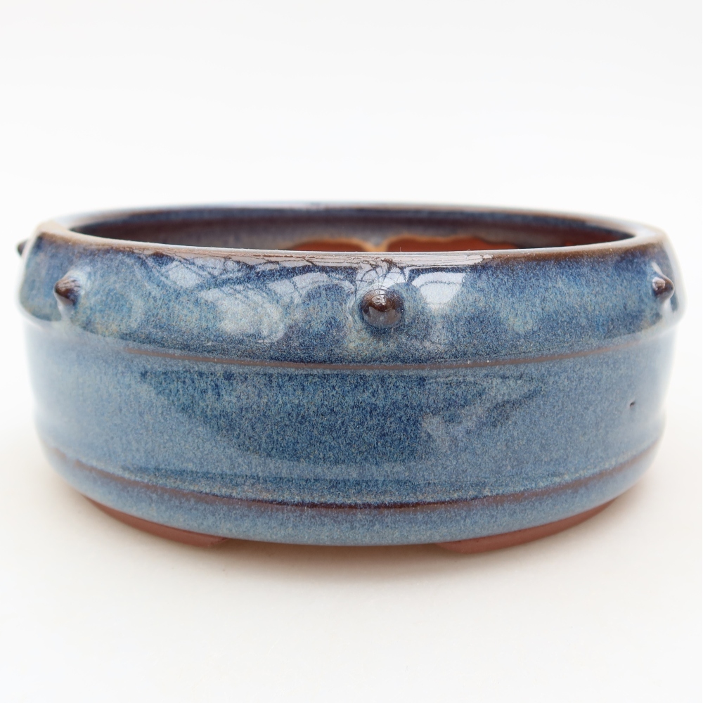 Bol à bonsaï en céramique 15,5 x 15,5 x 6,5 cm, couleur bleu