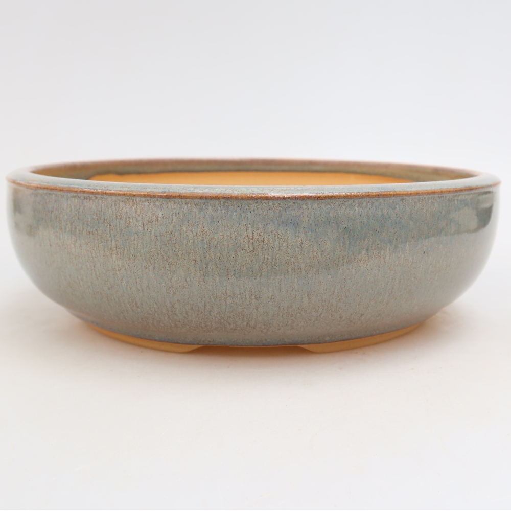 Pot à bonsaï en céramique 22 x 22 x 6,5 cm, couleur grise