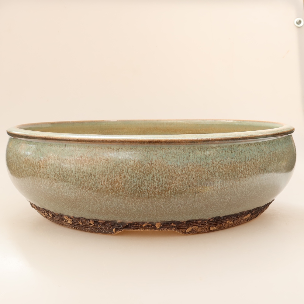 Pot à bonsaï en céramique 32,5 x 32,5 x 9 cm, couleur verte - RETRAIT SUR PLACE UNIQUEMENT ou expédition par palette