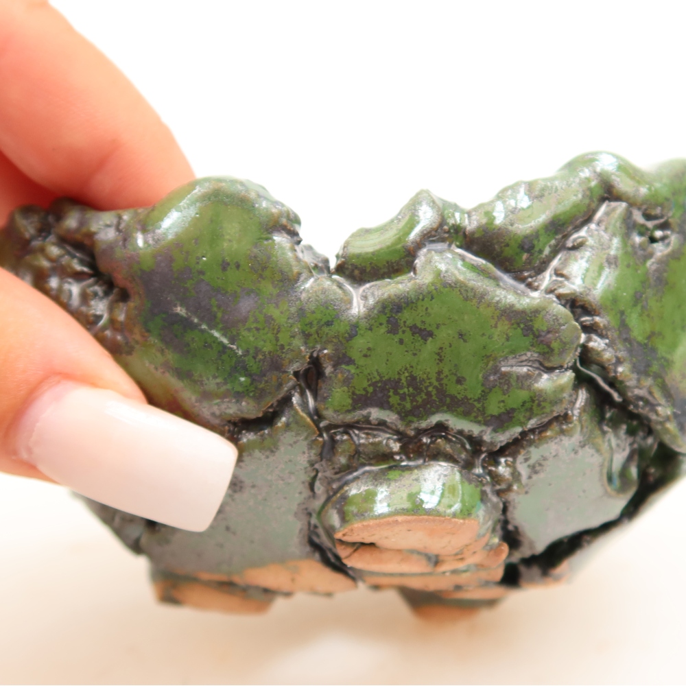 Coquille en céramique  10 x 8,5 x 5 cm, couleur verte