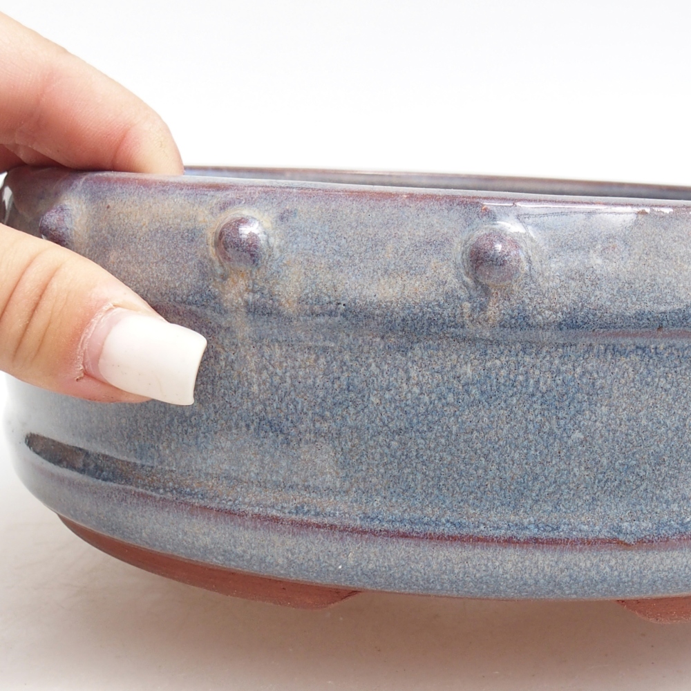 Bol à bonsaï en céramique 19,5 x 19,5 x 6,5 cm, couleur bleu