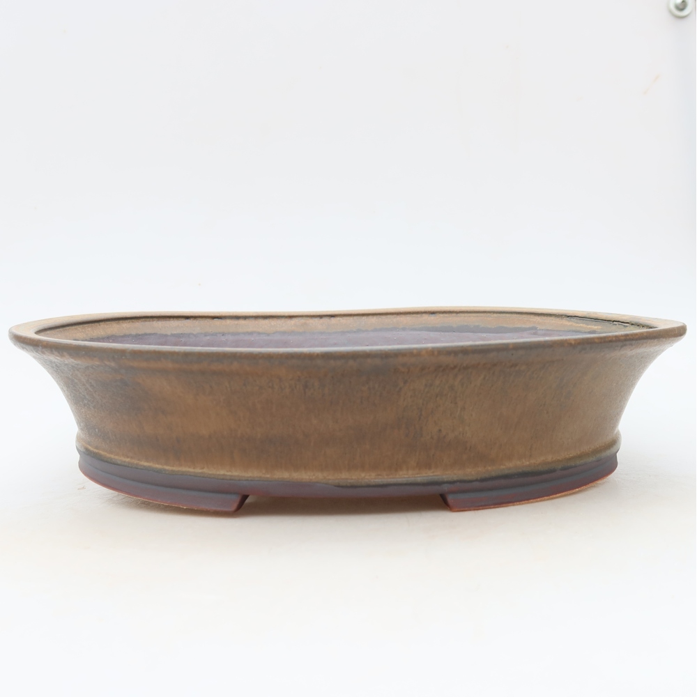 Pot à bonsaï en céramique 27 x 24,5 x 6 cm, couleur marron