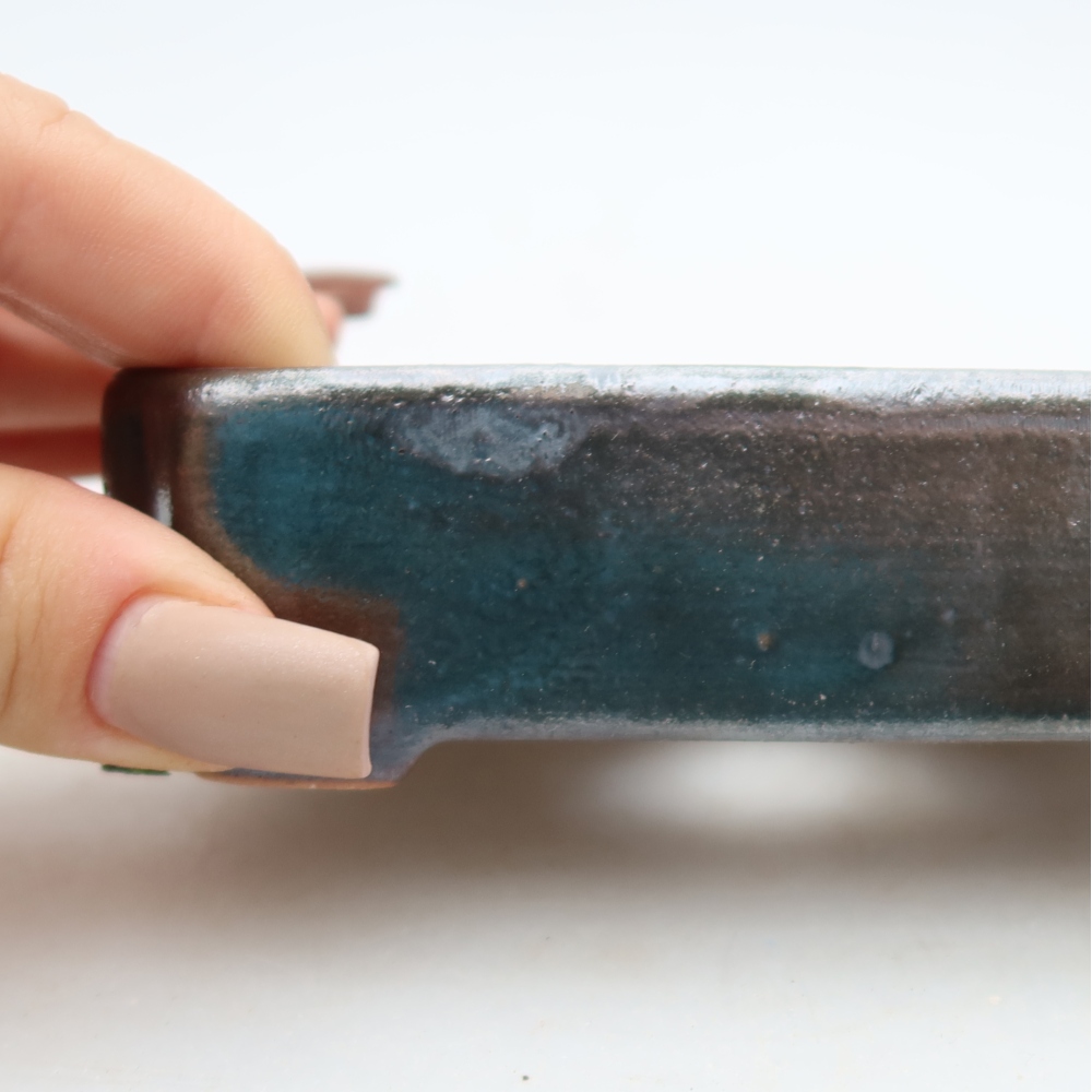 Pot à bonsaï en céramique 10,5 x 9 x 3 cm, couleur grise