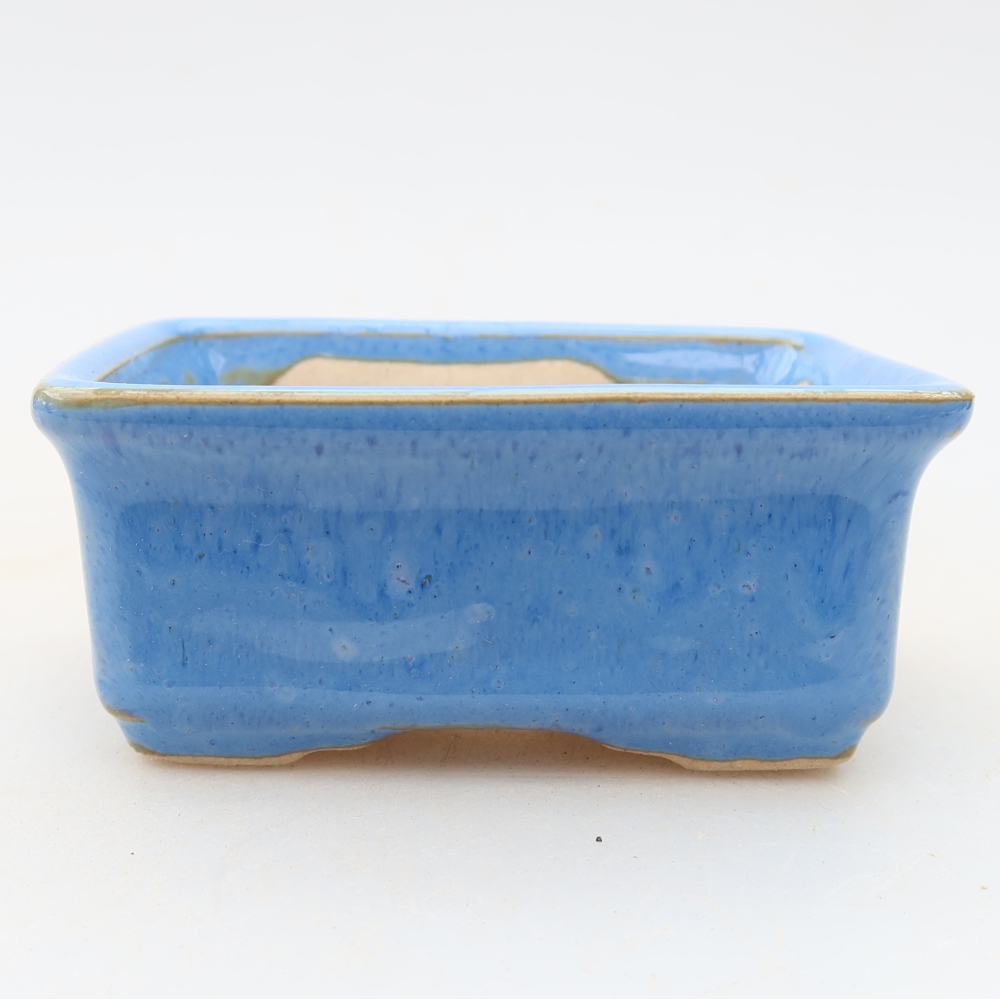 Pot à bonsaï en céramique 8 x 6,5 x 3,5 cm, couleur bleue