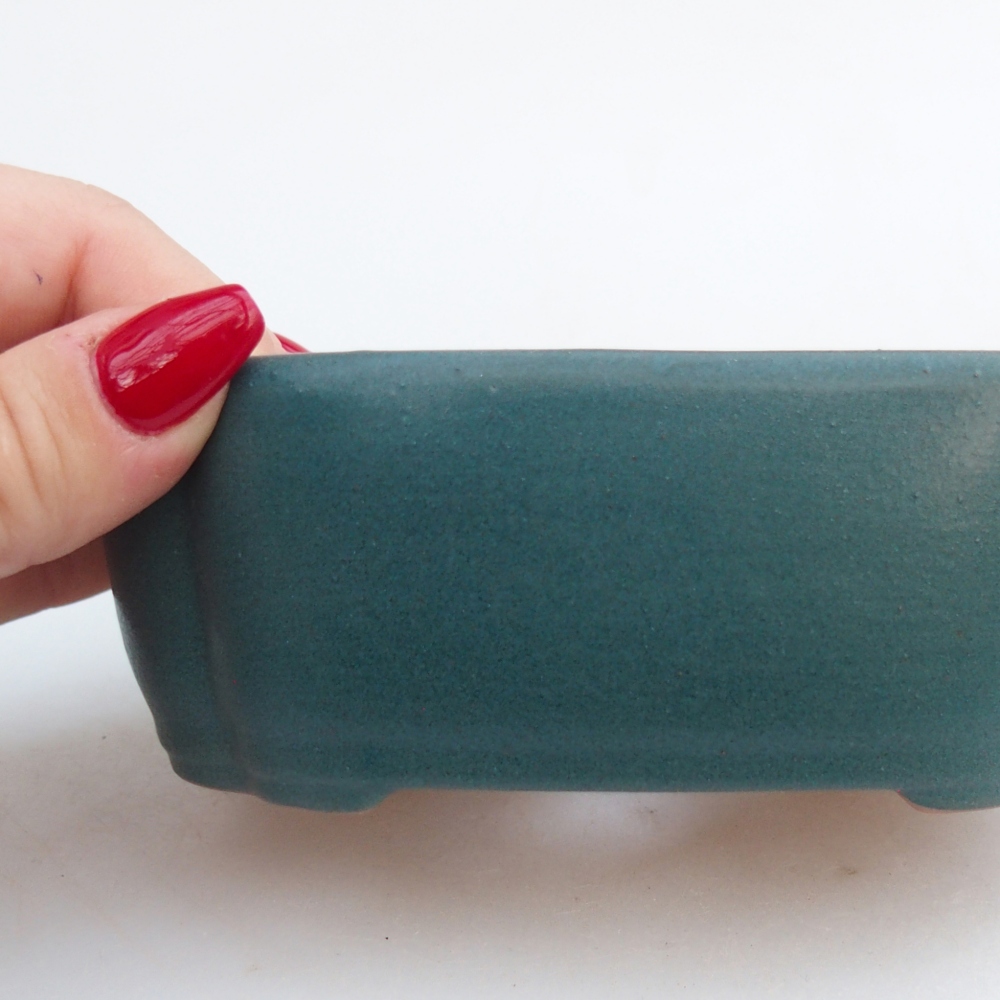 Bol à bonsaï en céramique 12,5 x 9,5 x 4,5 cm, couleur bleu