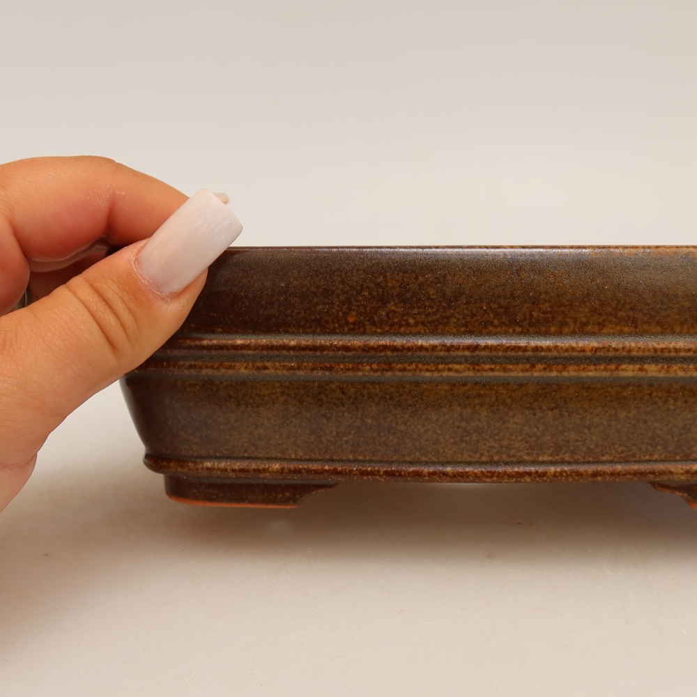 Pot à bonsaï en céramique 17 x 12,5 x 5,5 cm, couleur marron