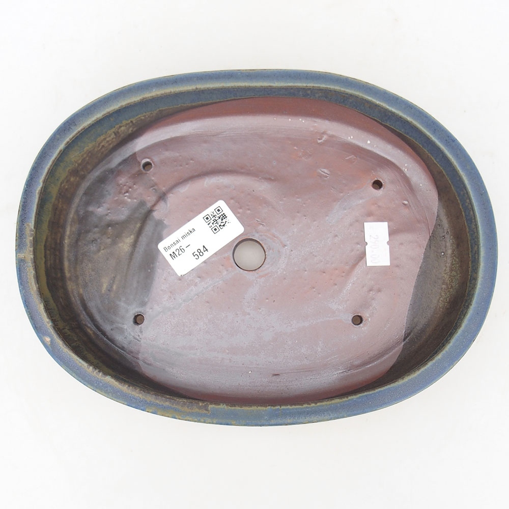 Bol à bonsaï en céramique 22 x 17 x 4 cm, couleur bleu