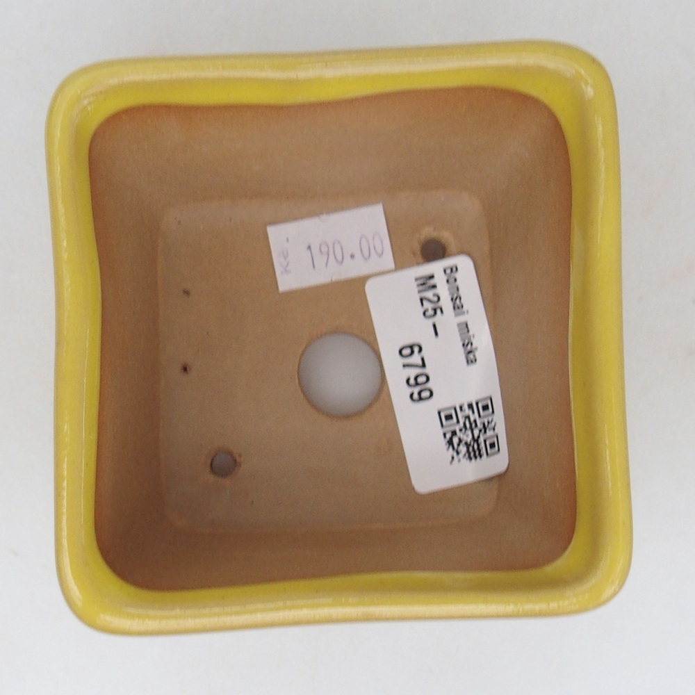 Bol à bonsaï en céramique 8,5 x 8,5 x 6 cm, jaune