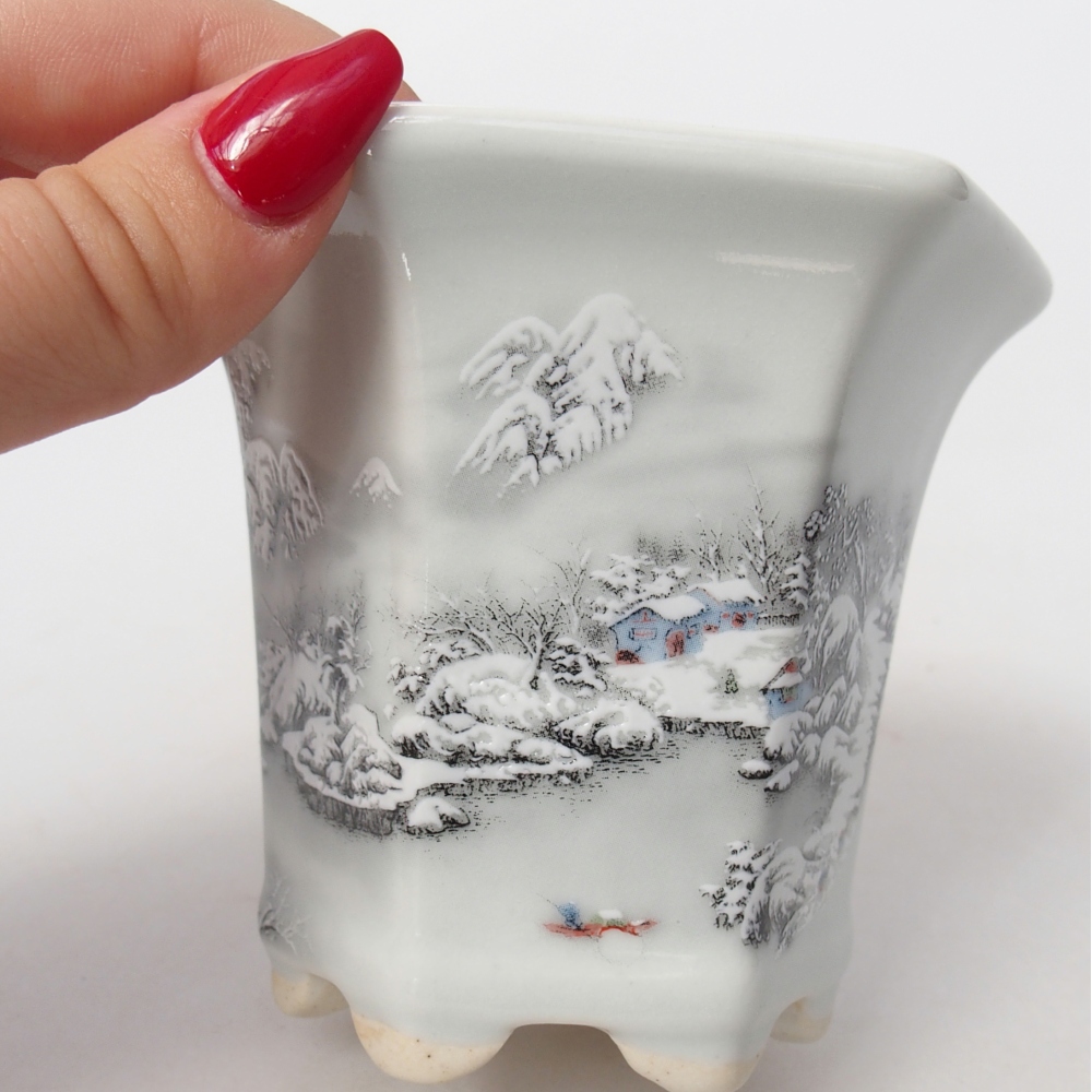 Bol à bonsaï en céramique 10 x 9 x 9 cm, couleur blanc