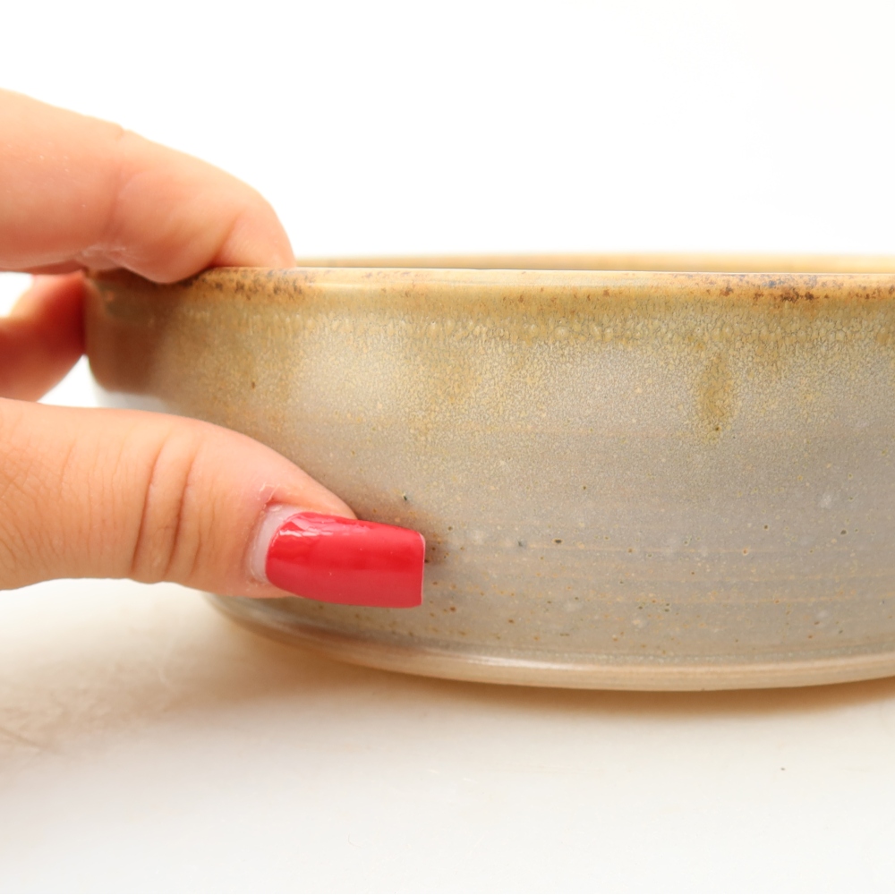 Pot à bonsaï en céramique 17,5 x 17,5 x 5,5 cm, couleur beige